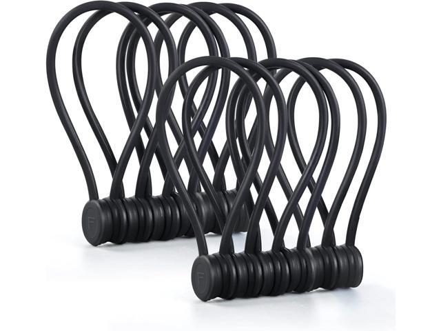 12 Pack Magnetic Cable Ties - Reusable Silicone Cord Organizer & Twist Tie for Cables, Travel & Home