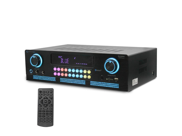 2000-Watt Bluetooth Stereo Power Amplifier Digital Spectrum Display, Cooling Fan, Versatile Inputs, Karaoke Features, and Remote Control for...