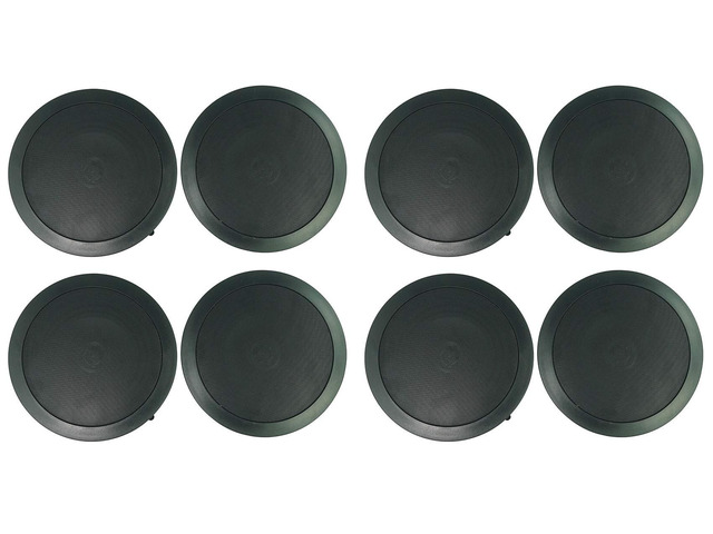 CC65T Black 6.5' 70V Commercial Ceiling Speakers, 8-Pack Adjustable Tap 2.5W, 5W, 10W, 15W, 20W, 8 Ohm 40W, 2-Way Design, Aimable Tweeter,...