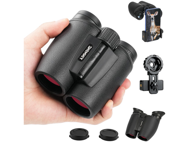 12x30 Compact Binoculars for Adults Kids, HD High Powered Binocular Small Binoculars for Bird Watching Cruise Travel, with Phone Adapter, BAK4...