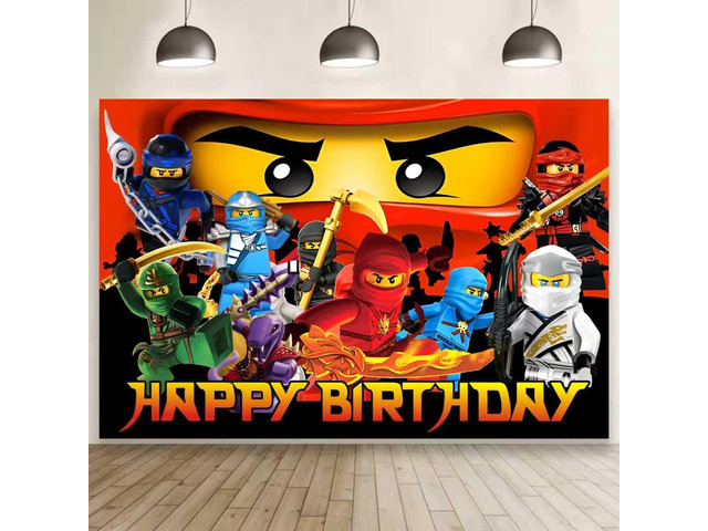 Happy for Ninja Birthday Backdrop Cartoon Birthday Party Supplies Kawaii Background for Boys Girls, Happy Birthday Banner Backdrop for Kids Party...