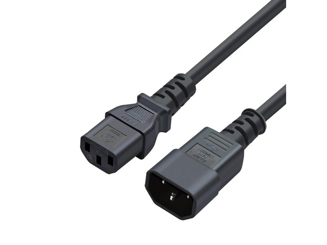 2-Pack 6 Foot 18 AWG C14-to-C13 PDU Power Extension Cord,1.8M 6 Feet 18AWG C14 to C13 PDU Style Computer Power Extension Cable, 1.8M / Black