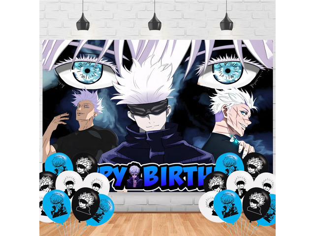 Satoru Anime Gojo Party Supplies5x3FT,Satoru Anime Gojo Backdrop,Satoru Anime Gojo Theme Happy Birthday Party Banner for Boys and Girls Cartoon...