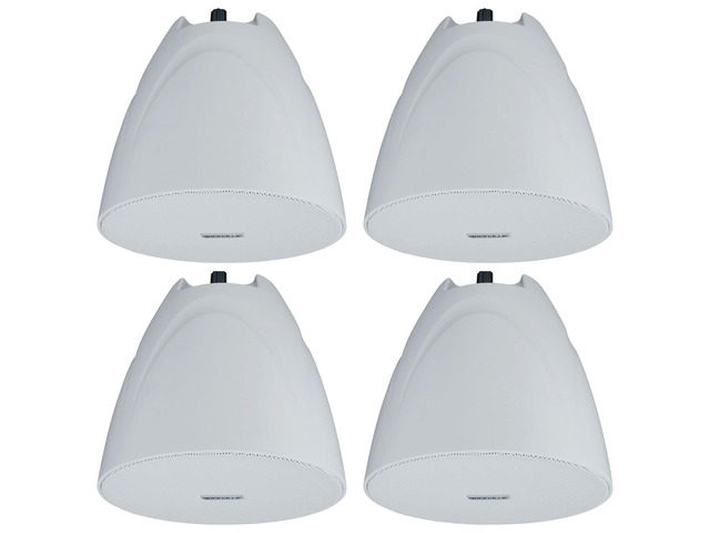 PEN-525T White 5.25' 70V Hanging Pendant Speaker, 4-Pack for Restaurants, 70V/100V Transformer Taps: 40W, 20W, 10W, 5W or 8 Ohm 60W RMS,...