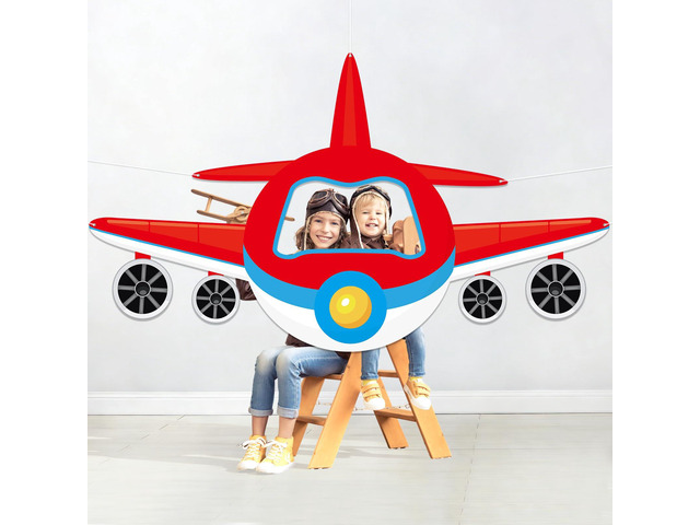 Airplane Shaped Photo Prop Party Decoration Fabric Aircraft Photo Booth Prop Red Helicopter Plane Selfie Frame Backdrop for Baby Shower Birthday...