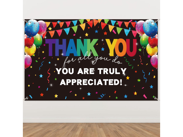 6×3.6ft Appreciation Banner for Work,Thank You Banner Backdrop,Appreciation Decoration for Employee Administrative Day Retirement Office Volunteer...