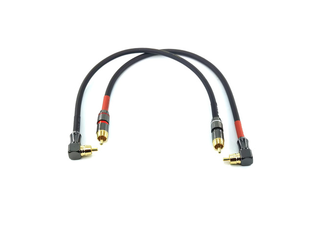 055 90 Degree Right Angle RCA Subwoofer Cable Audio Cable RCA Male to Male Audio Video Cord for Subwoofer, HDTV, Amplifiers,Home Theater,Hi-Fi...