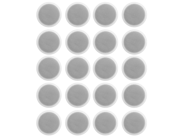 4-Pack CCL6T White 70V 6' Commercial Ceiling Speakers, 20-Pack 10W, 5W, 2.5W Transformer Terminal Connections, Mount Grilles, for PA...