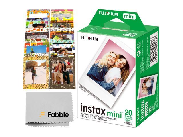 Instax Mini Instant Film Twin Pack 20 Sheets Bundle with 20 Decorative Sticker Frames and Camera Lens Cleaning Cloth Perfect for Scrapbooks,...