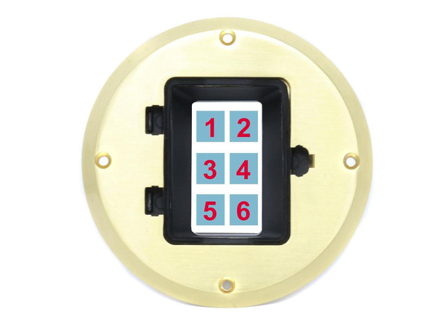 Custom 6 Port Wall Plate Recessed Floor Box [Gold-Brass]
