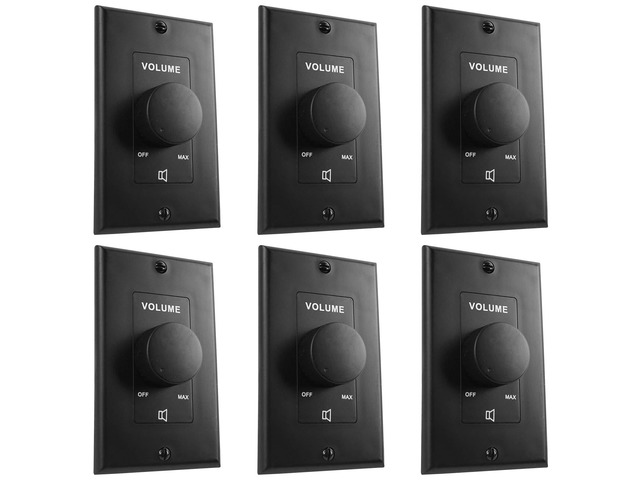 VOL70100 70V/100V Wall Volume Control Zone Controller, 6-Pack 100W, Zone Control, 1-Gang Box, 11-Step Attenuator with Off, Detachable Euro-Block...