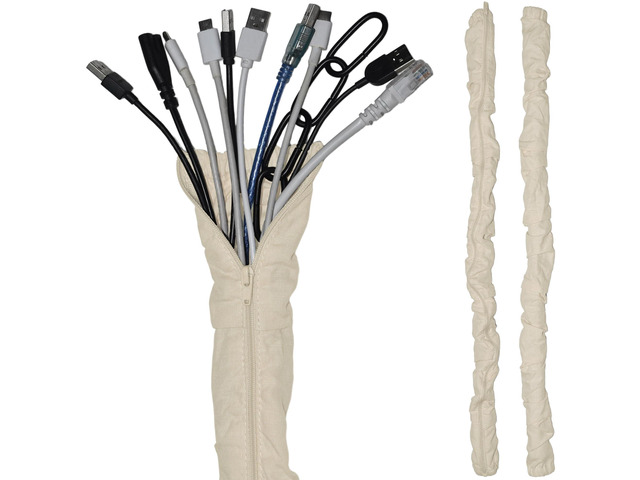Fabric Zipper Cord & Chain Cover, Decorative Cable Management,2 Beige 6ft 2 pack,2.6ft/4ft/6ft available