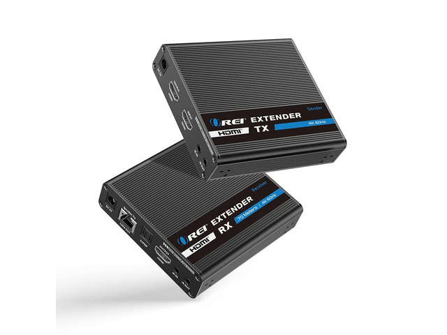 HDMI Extender Using Cat7 230ft 4K@60Hz Two-Way IR Loop Out EDID S/PDIF HDMI Over Ethernet, HDMI to CAT6 Converter Cascade to 10 RX, 18Gbps HDR...