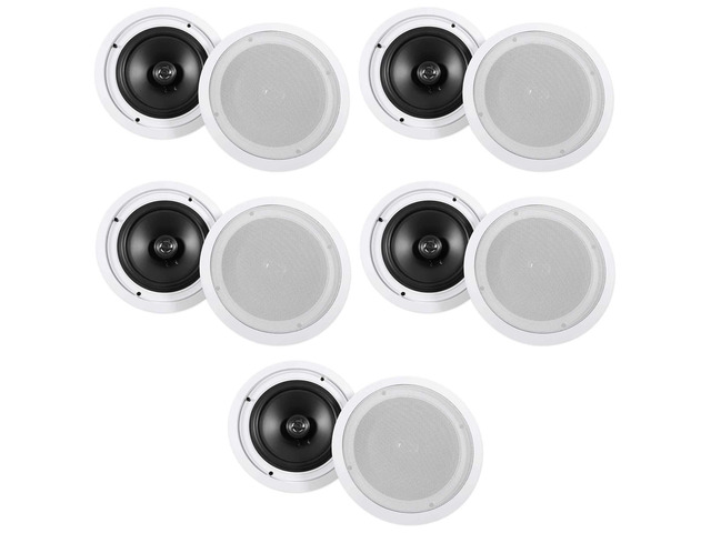 HC85 White 10-Pack 8' in-Ceiling Home Theater Speakers, 8 Ohm 700W Peak / 240W RMS, Swivel Tweeter, Polypropylene Cone, Flush Mount, Paintable...