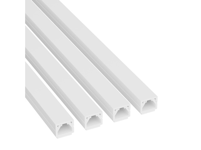 13.12ft Cable Raceway, Self Adhesive Cord Cover, Hide 1x Cord, Paintable - 4X 0.4in x 0.31in (H) x 39in Lengths - White