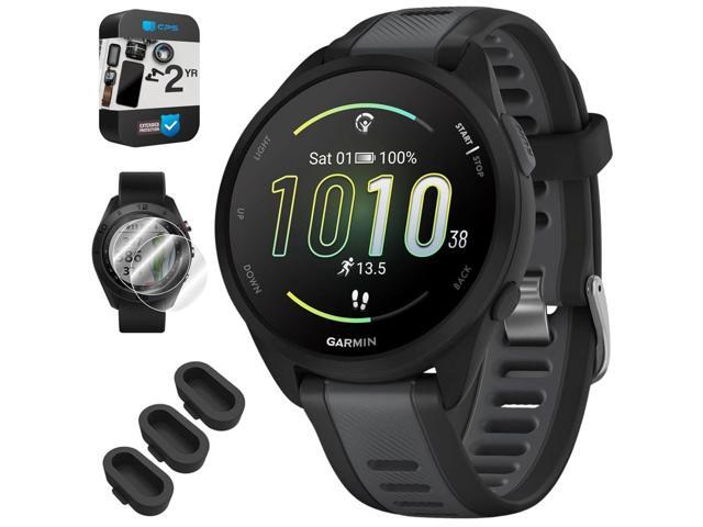 010-02863-20 Forerunner 165 Smart Sport Watch, Black + Slate Gray Bundle with Silicone Dust Cover 3 Pack, 2X 1.2 Inch Screen Protector and 2 YR CPS...