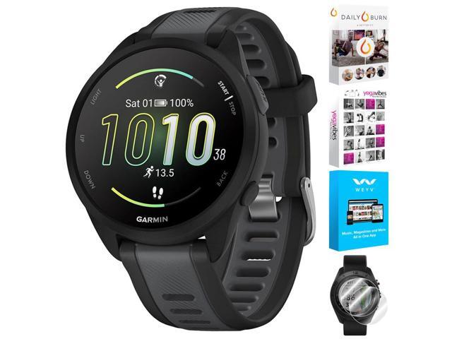 010-02863-20 Forerunner 165 Smart Sport Watch, Black + Slate Gray Official USA Partner Model Bundle with Deco Essentials 2-Pack Screen...
