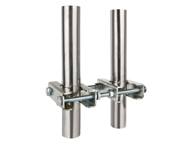 Antenna Mast to Mast Clamp Bracket Kit with V Jaw Blocks for 1'-2.5' OD Poles, Heavy Duty Mounting Hardware for Ham TV Network Antennas, Security...