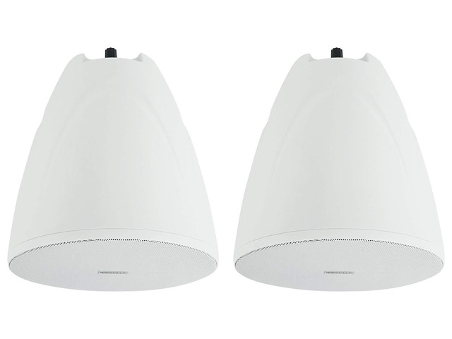 PEN-65T White 6.5' 70V Hanging Pendant Speaker, 2-Pack 70V/100V Transformer Taps: 40W, 20W, 10W, 5W or 8 Ohm 60W RMS, Euroblock Terminals, Deep...