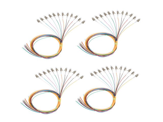 12-Strand LC OM1 Multimode Pigtail 1.2m, 4-Pack 12F LC OM1 multimode pigtails, 1.2m (47.24in). 62.5/125um, low insertion loss. For FTTH, data...