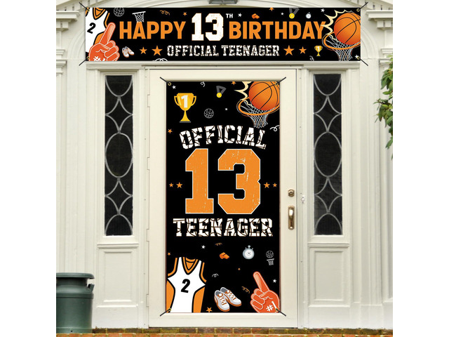 13th Birthday Decorations Kit, Happy 13th Birthday Decoration for Boys, Official Teenager 13 Year Old Birthday Party Door Backdrop Banner Yard Sign...