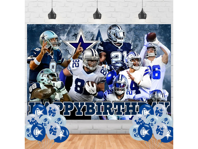 Cowboys Party Supplies5x3FT,Dallas Soccer Backdrop,Football Theme Happy Birthday Party Banner for Boys and Girls Anime Party Decoration