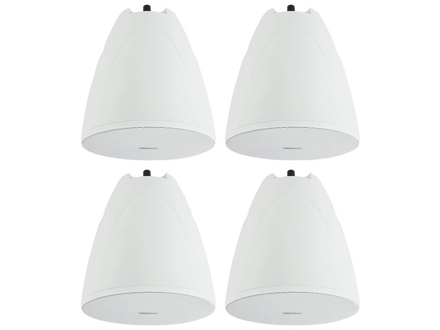 PEN-65T White 6.5' 70V Hanging Pendant Speaker, 4-Pack 70V/100V Transformer Taps: 40W, 20W, 10W, 5W or 8 Ohm 60W RMS, Euroblock Terminals, Deep...