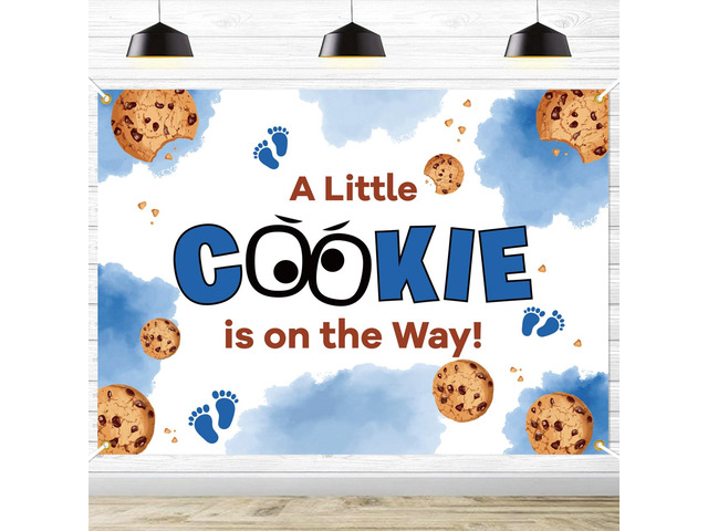 A Little Cookie is on the Way Backdrop Background - Cookie Baby Shower Decorations, Cookie Baby Shower Backdrop, Welcome Baby Party Photo Booth, 7...