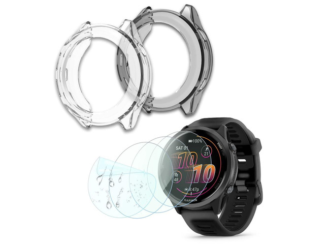 Compatible for Garmin Forerunner 570 47mm Screen Protector, Case TPU Soft Frame Cover and TPU Screen Protective Film Not Tempered Glass (Pack of...