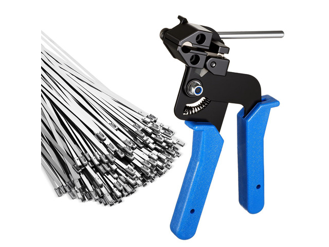 500 Pcs Metal Zip Ties Gun Kit, 11.8 Inch 304 Stainless Steel Metal Zip Cable Ties, Heavy Duty Self Locking 220 Pound Tensile Strength Cable for...