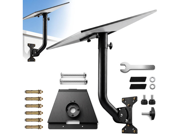 Adjustable Wall and Roof Mount for Starlink Gen 3 Standard Dish, Black Carbon steel bracket with pipe adapter for compatible wood and concrete...