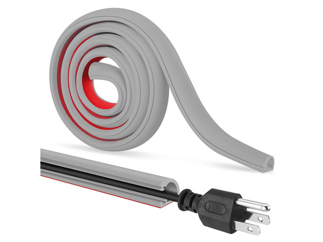 Self-Adhesive Cable Hider Flexible Wire Cover Cable Raceway, Gray, 157inch Wall Mount TV, Home Audio, Network, Power, Phone Line Management