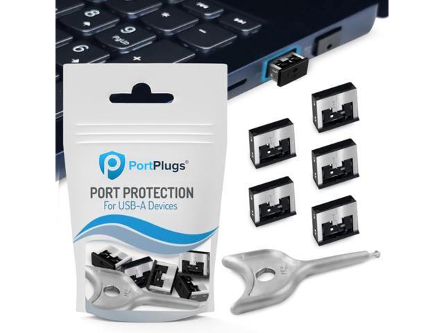 USB A Metal Port Blockers 5 Pack, Security Locks with Removal Key, Black Metal security locks, helps deter unauthorized USB access and data...