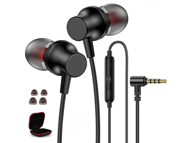 3.5mm Headphones Wired Earbuds for Laptop School Computer PC,Black Noise Isolating Stereo Ear Buds,Wired Earphones with Microphone Call Plug in...