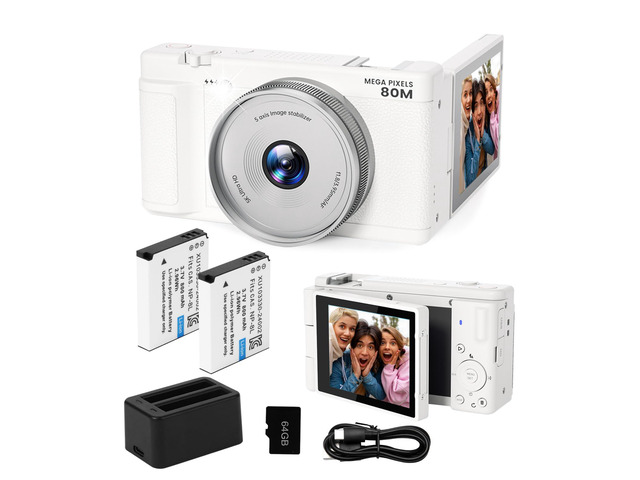 5K Digital-Cameras Flip Screen for Photography,Upgraded Autofocus 80MP Vlogging Camera for YouTube, 3' 270° Dual Lens Selfie Camera with18x Digital...