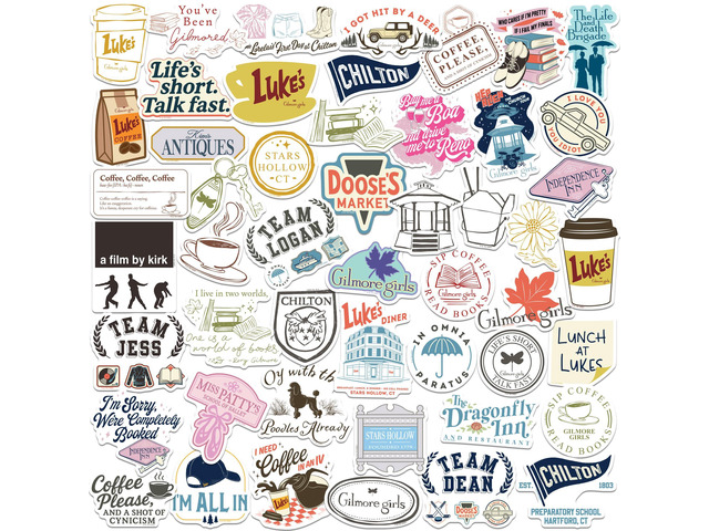 Gilmore Girls Iconic 50ct Vinyl L Deluxe Stickers, Tablet, Indoor/Outdoor