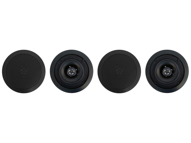 CC525T Black 5.25' 40W RMS Commercial Ceiling Speakers, 4-Pack 70V, Adjustable Tap 2.5W-20W, 2-Way, 8 Ohm Compatible, Swivel Tweeter, Paintable...