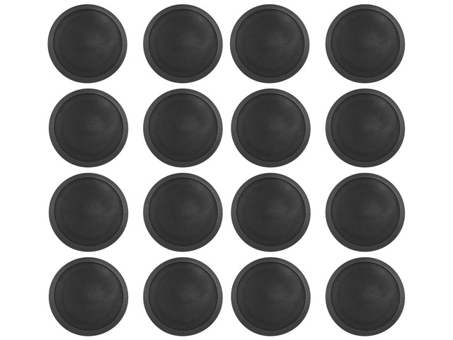 CCL6T Black 70V 6' Commercial Ceiling Speakers, 16-Pack 10W, 5W, 2.5W Transformer Terminal Connections, Flush Mount Grilles, for PA...