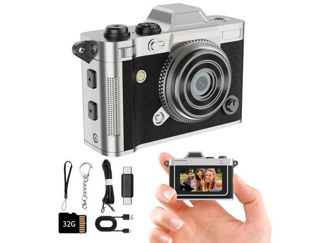 2K Mini Keychain Camera, Metal Body + 32GB, Gift for Teens Retro design, 2K video & 5MP photo, lightweight portable, type-C. Great for birthdays,...