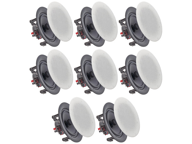 Set of 8 5.25 Inch 8 Ohm 175 Watts Speakers Flush Mount, in-Wall in-Ceiling 2-Way Mid Bass Woofer Speaker, Perfect for Home, Office, Kitchen,...