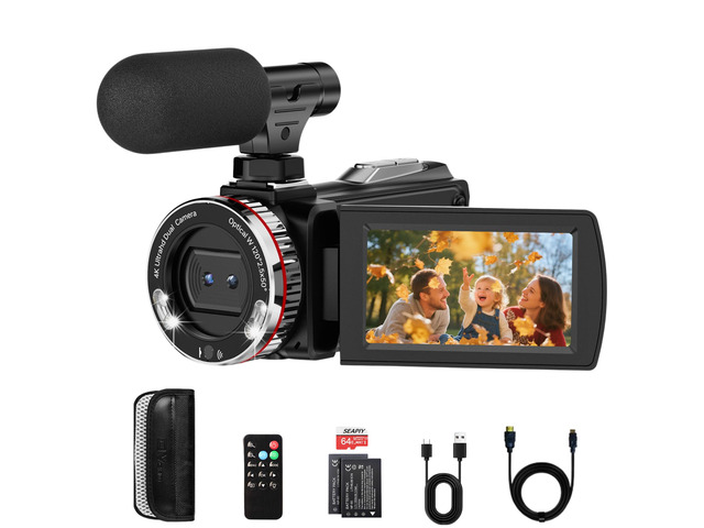 4K 60FPS Video Camera Camcorder with HDMI Cable, 48MP Vlogging Camera for YouTube, Dual Lens Camera Recorder, 21X Zoom Rotatable Screen Video...
