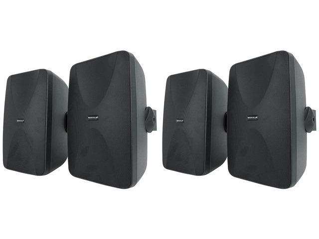 WET-6525B 6.5' 70V Outdoor Wall Speakers in Black, 4-Pack IPX55, 8 ohm 40W RMS, Adjustable Taps 30W/15W/7.5W/3.75W, 4-Way Swivel Mounts,...