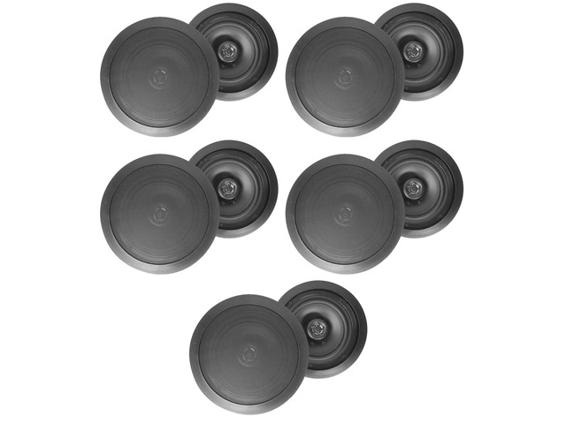 HC85 Black 10-Pack 8' in-Ceiling Home Theater Speakers, 2-Way 700W Peak / 240W RMS, Swivel Tweeter, Polypropylene Cone, Flush Mount, Paintable...