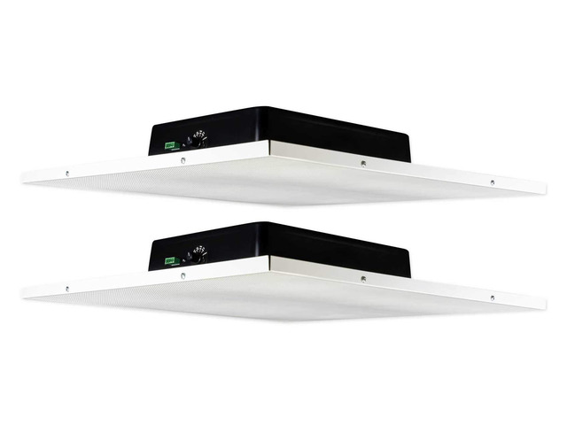 DCS8T 8' 70V/100V 2x2 Drop Ceiling Tile Speaker, 2-Pack Adjustable Tap 30W, 10W, 5W, 2.5W, 1.5W, 8 Ohm, Metal Grill, 105Â° Dispersion, 91dB...