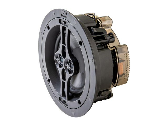 6.5' Dual Voice Coil in-Ceiling Speaker Trimless Stereo Design, 120W Power, Easy Install for Kitchens, Closets, and Multi-Room Setups, Single...
