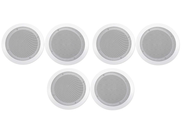CC65T White 6.5' 70V Restaurant Ceiling Speakers, 6-Pack Adjustable Tap 2.5W, 5W, 10W, 15W, 20W, 8 Ohm 40W, 2-Way Design, Aimable Tweeter,...