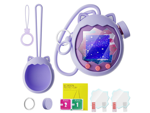 Silicone Protective Case for Tamagotchi Paradise Electronic Pet Includes knob cover, 2 screen protectors & anti-loss lanyard. Lightweight,...