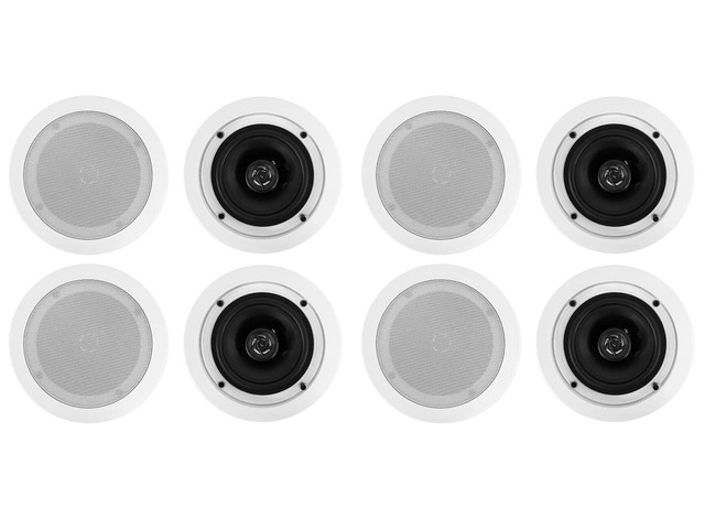 CC525T White 5.25' 70V 40W RMS Ceiling Speaker 8-Pack Commercial, Adjustable Tap 2.5W-20W, 2-Way, 8 Ohm Compatible, Swivel Tweeter, Paintable...
