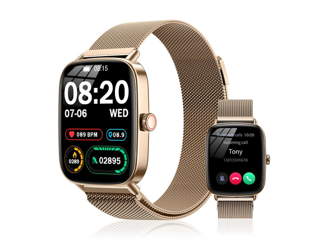 Smart Watch for Women Fitness Tracker Gold Bluetooth Make Answer Call, Waterproof, Android iPhone Samsung Compatible, Sleep Heart Rate Monitor,...