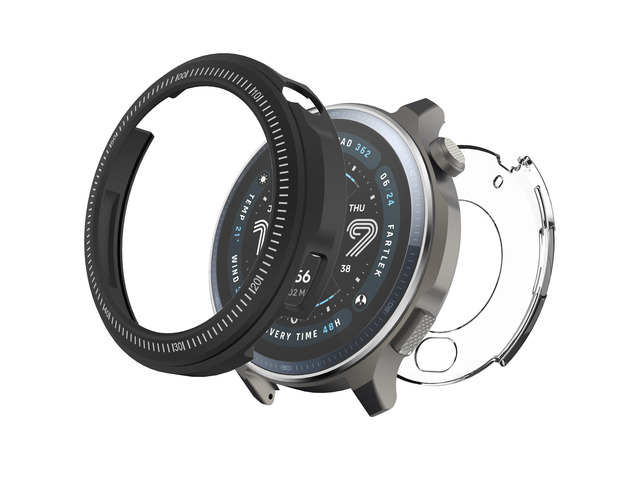 Metal Case for Amazfit Balance 2 47mm Smartwatch, 2 in 1 Alloy Frame Bezel & Clear PC Back Cover with Cleaning Cloth Accessories, Rugged Shockproof...